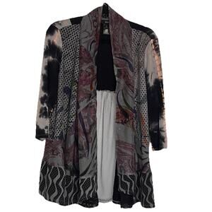 Ali Miles OpenFront Cardigan Size PL Petite Large Multicolor Floral Mixed Fabric